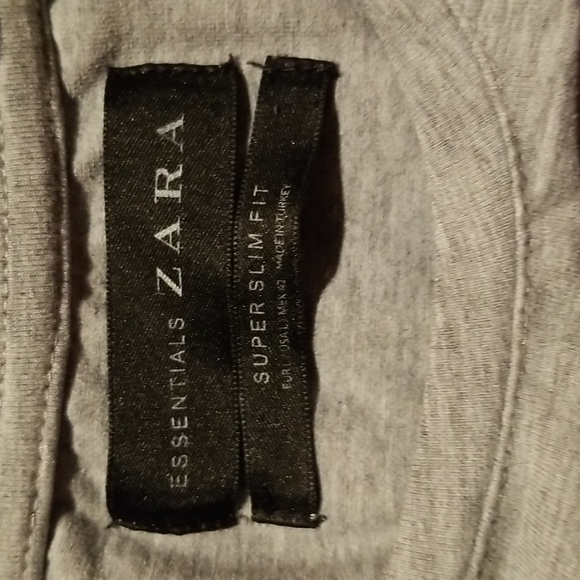 Zara Shirts Mens Zara Super Slim Fit Gray Short Sleeve Tshirt Size